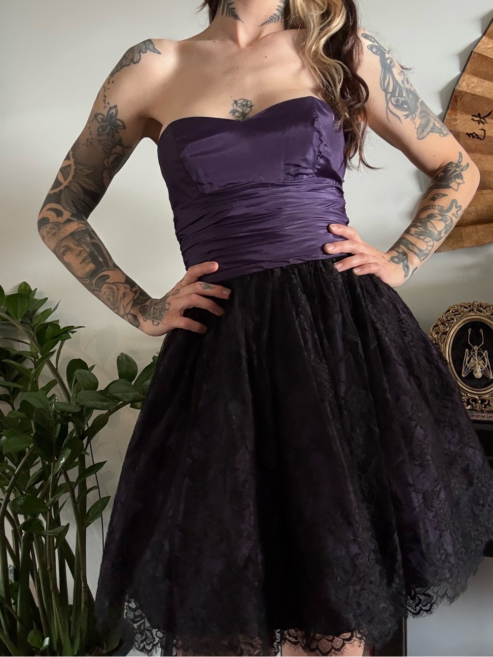 Betsey Johnson Evening - deep purple and lace dress